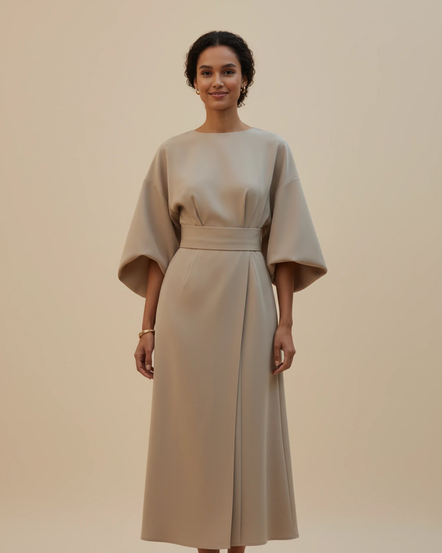 Women's Belted Wrap Midi Dress image