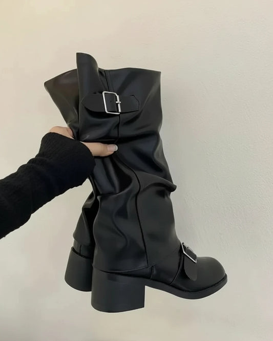 Women's Knee-High Buckle Boots