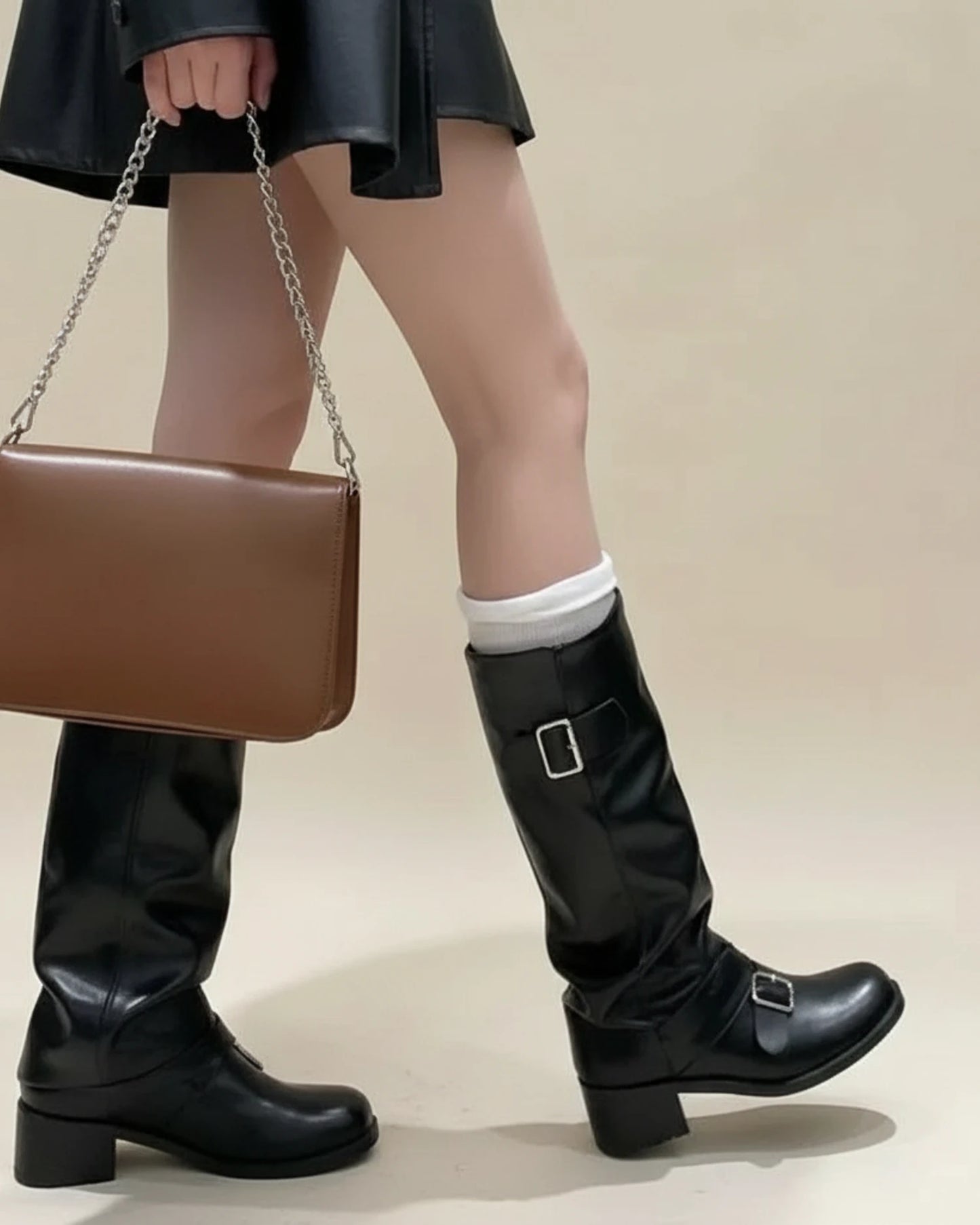 Women's Knee-High Buckle Boots