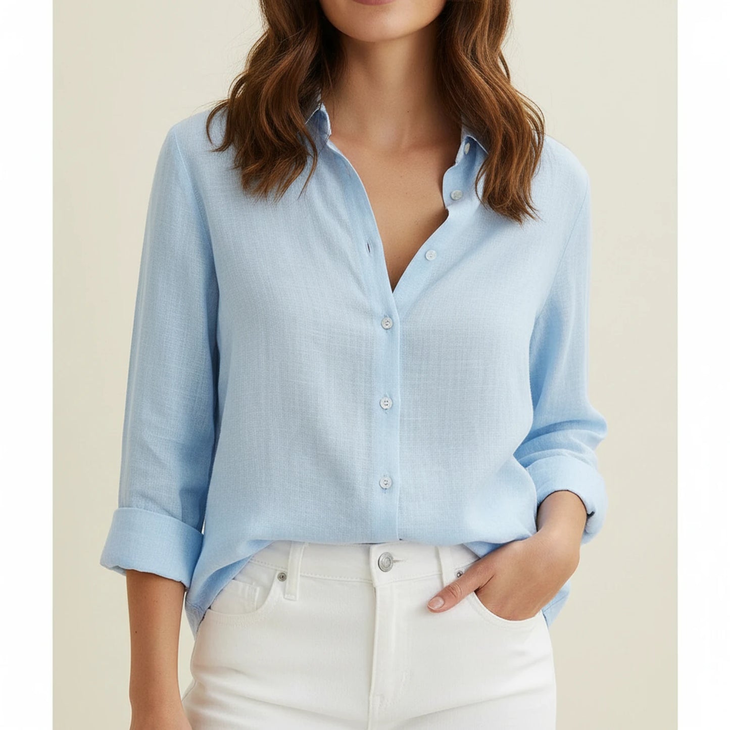 Women's Relaxed Fit Button-Down Blouse