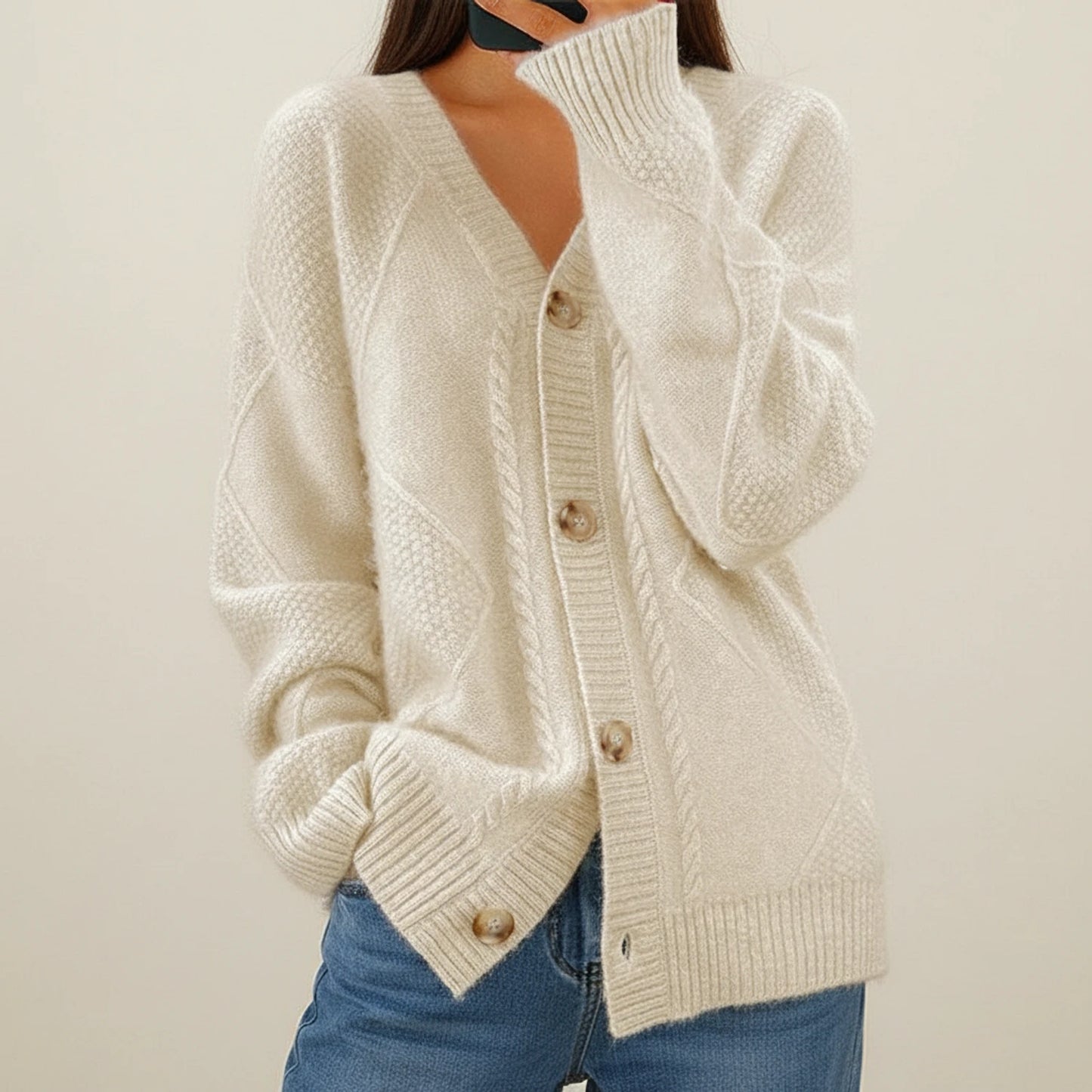 Women's Button-Front Knit Winter Cardigan