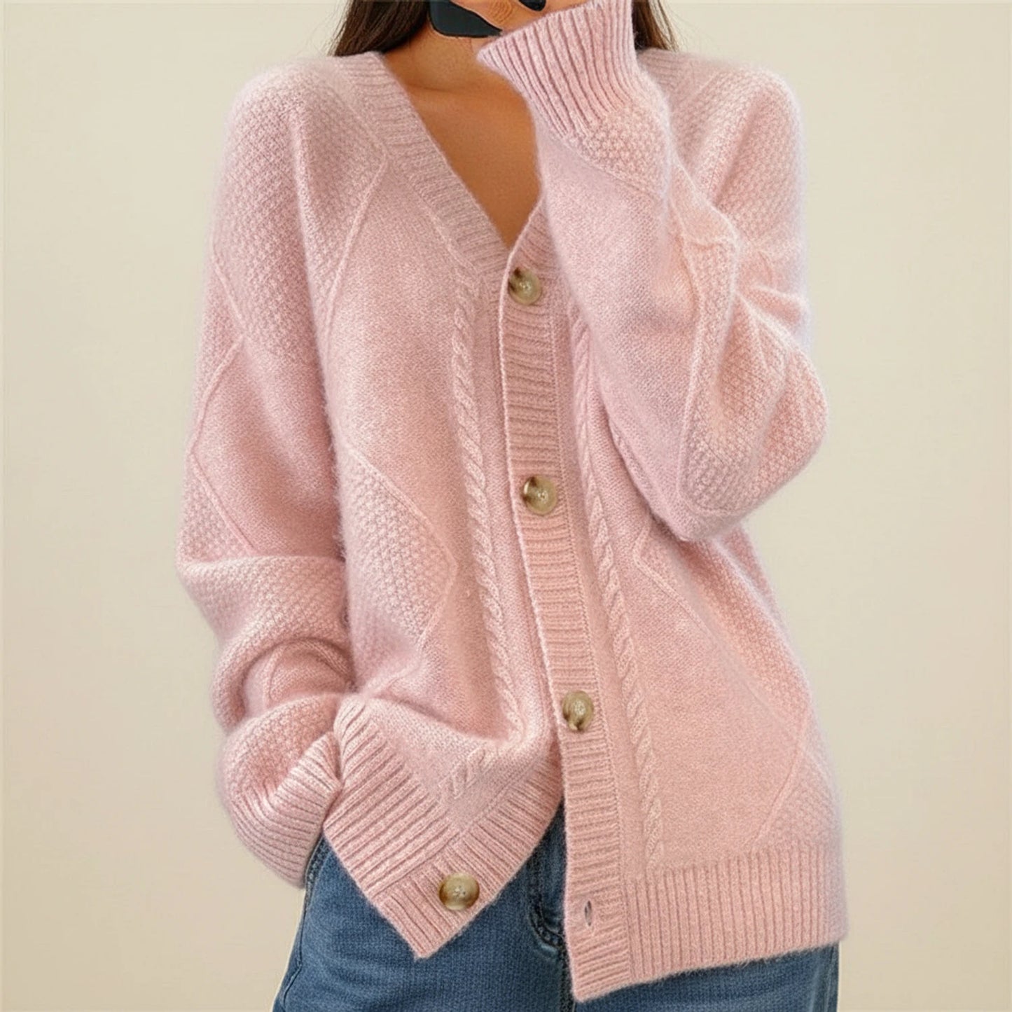Women's Button-Front Knit Winter Cardigan