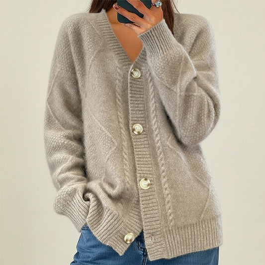 Women's Button-Front Knit Winter Cardigan