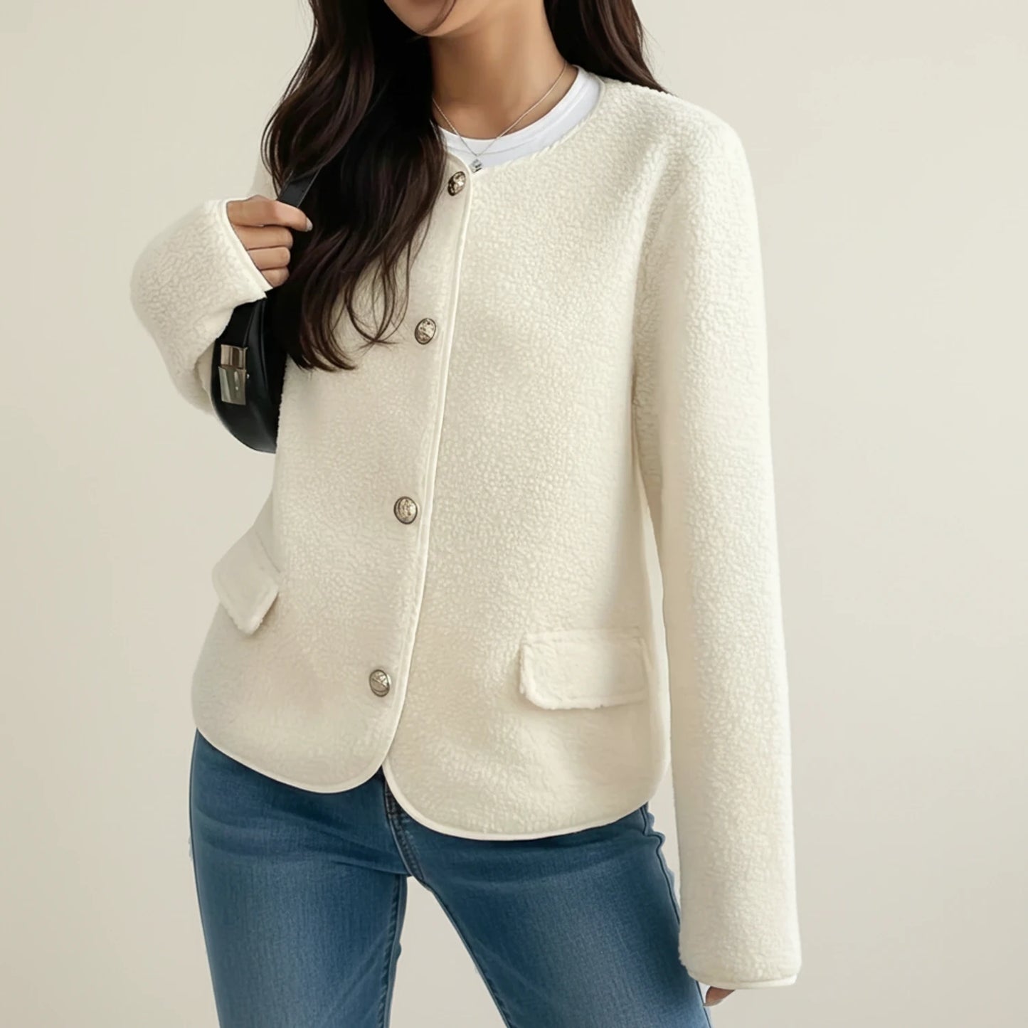 Women's Round Neck Cardigan Jacket