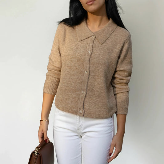 Women's Collared Winter Cardigan Sweater