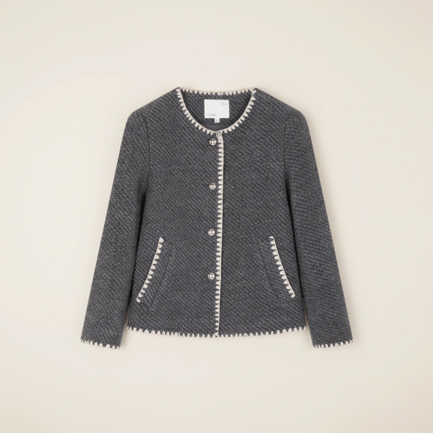 Women's Collarless Knit Cardigan Jacket