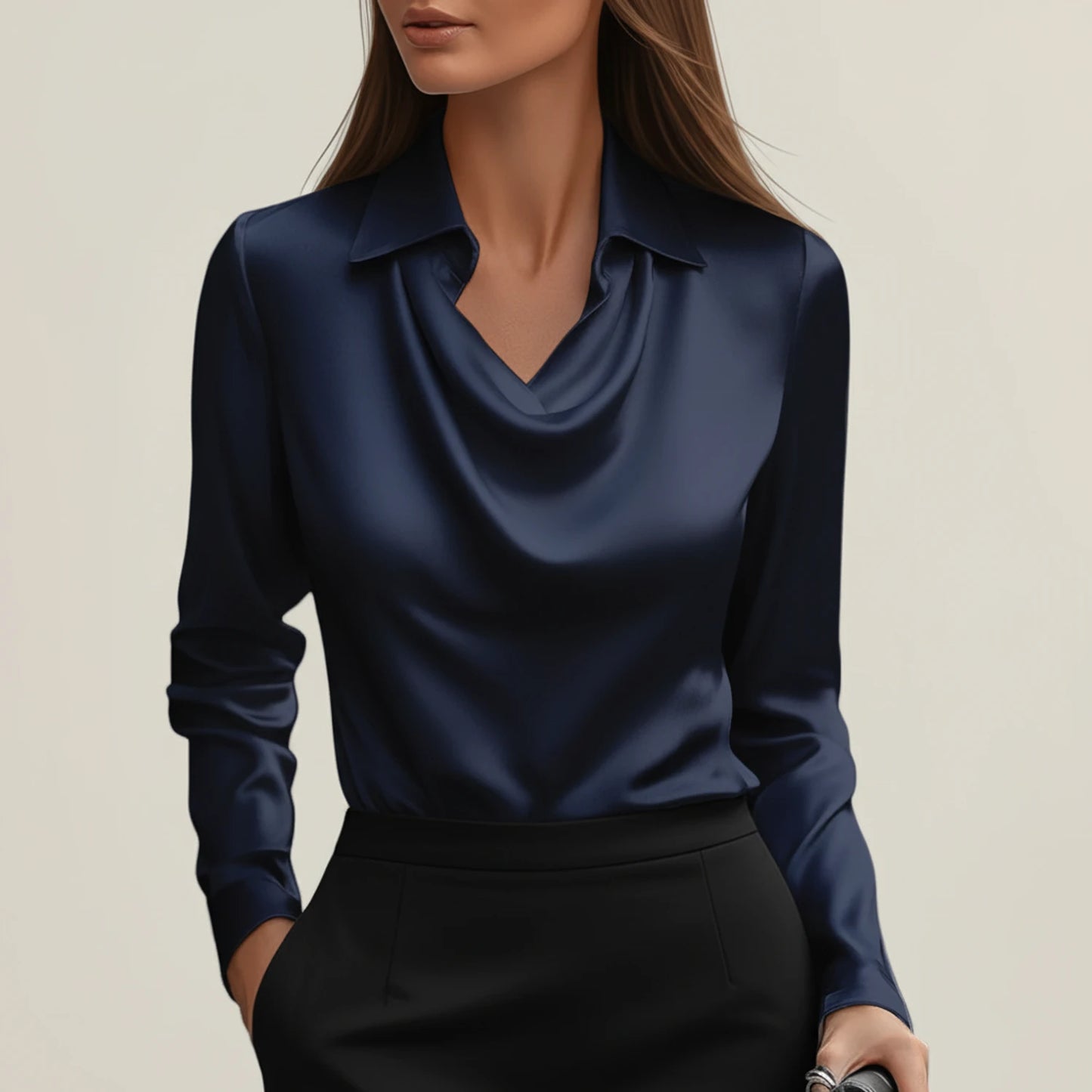 Women's Cowl Neck Satin Blouse