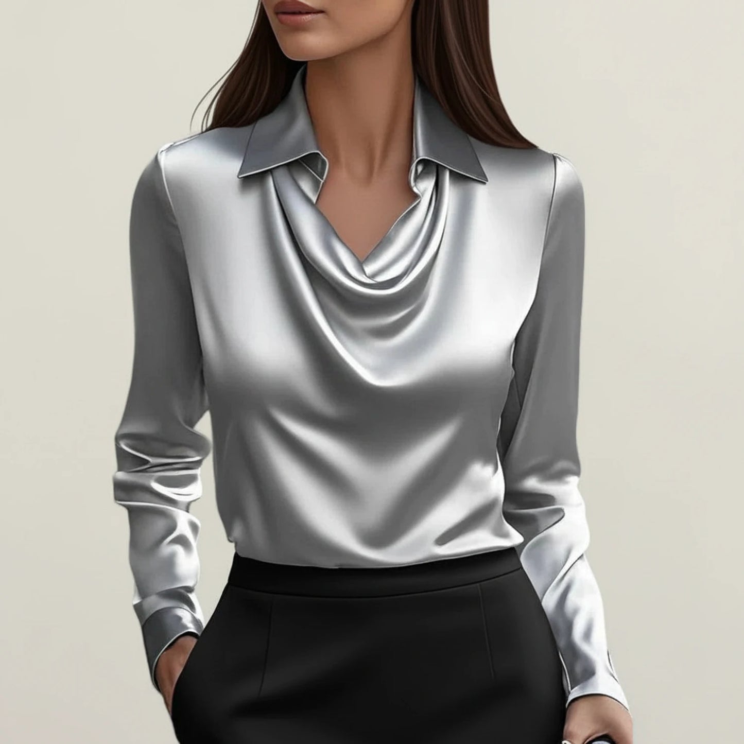 Women's Cowl Neck Satin Blouse