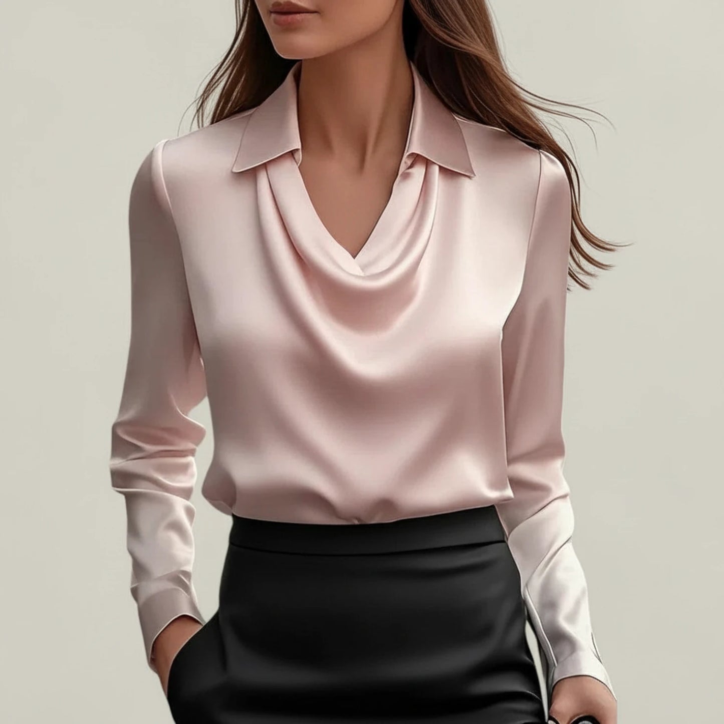 Women's Cowl Neck Satin Blouse