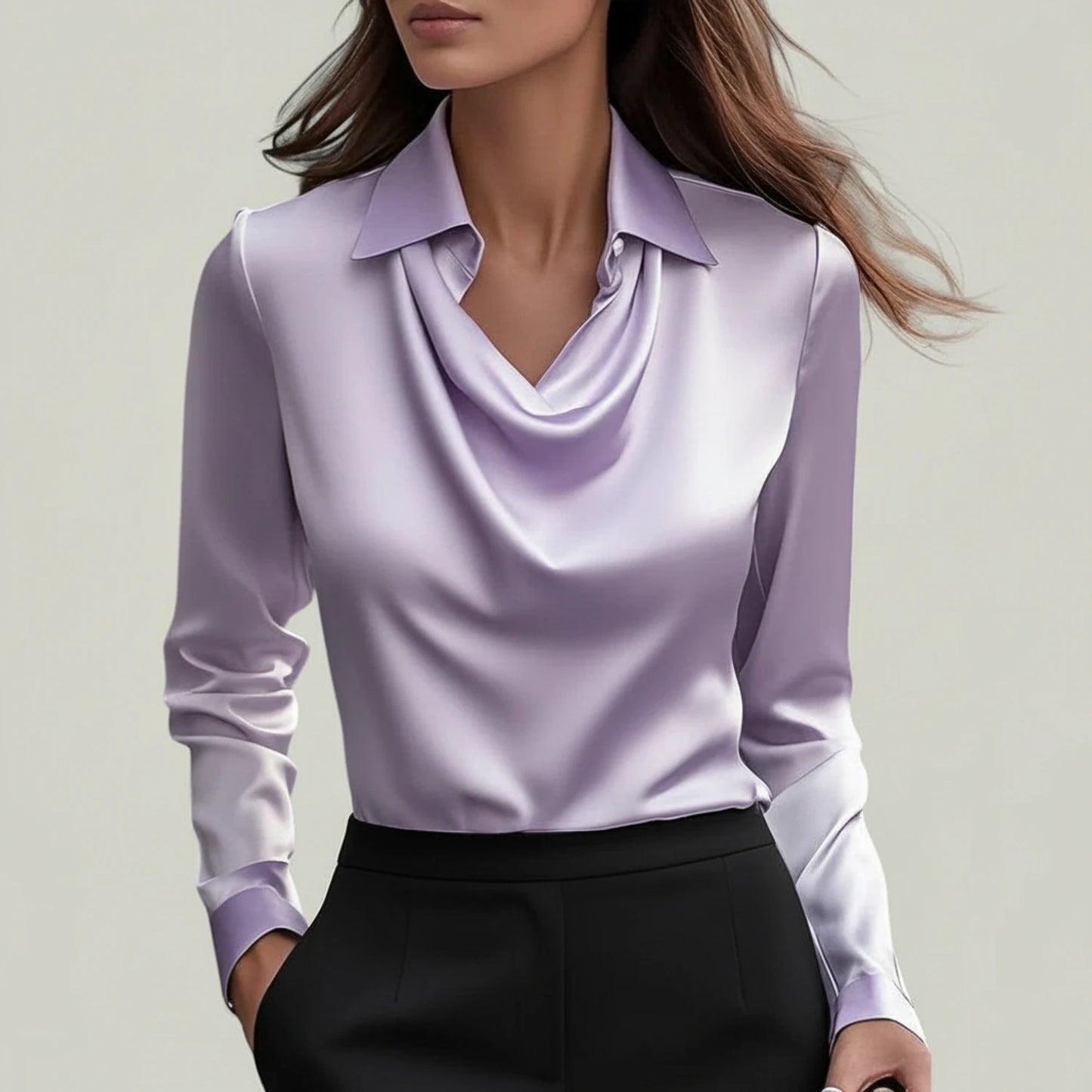 Women's Cowl Neck Satin Blouse