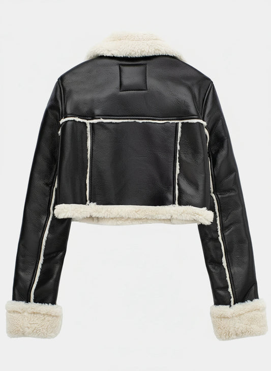 Women's Cropped Shearling Aviator Jacket
