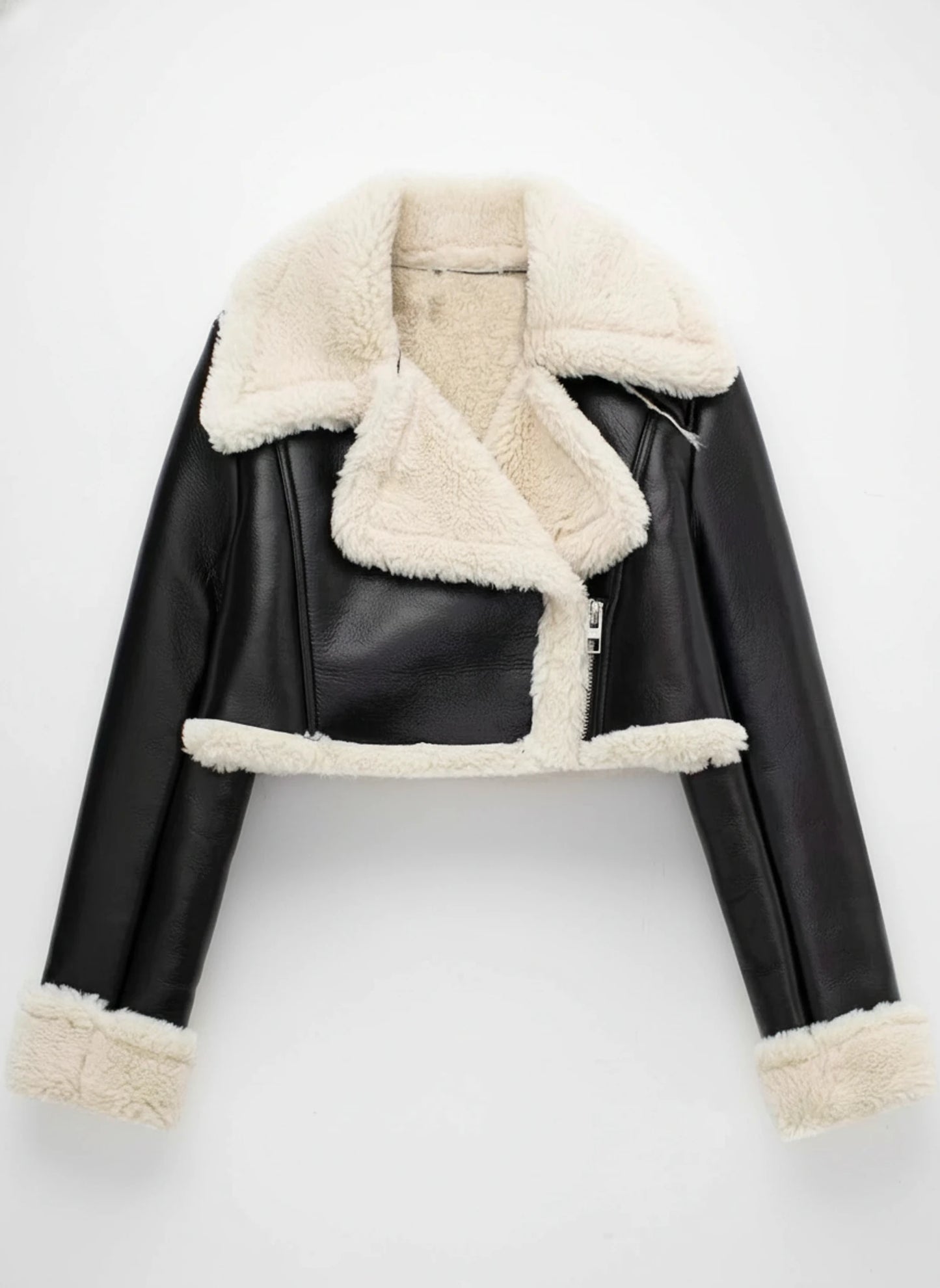 Women's Cropped Shearling Aviator Jacket
