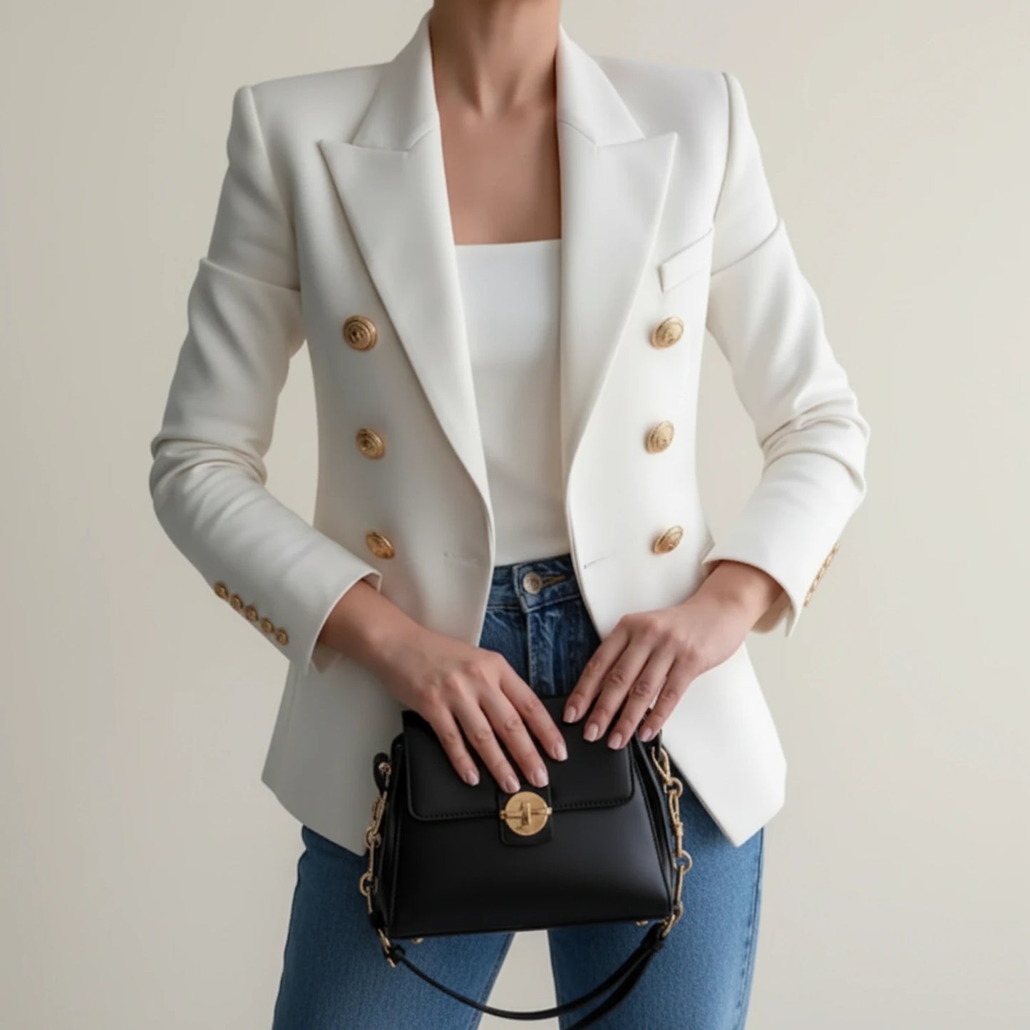 Women's Double-Breasted Tailored Blazer Jacket