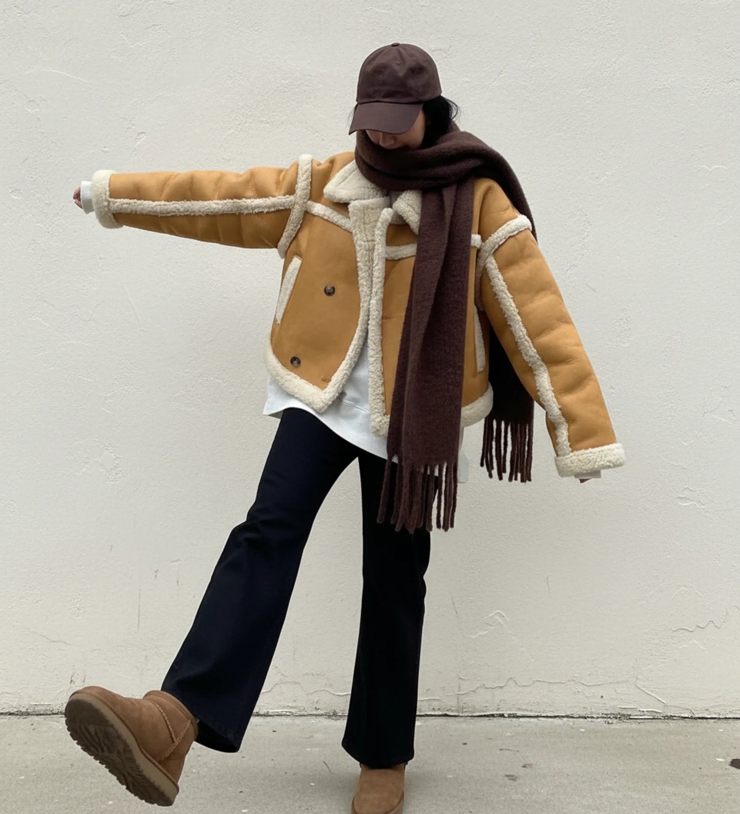 Women's Cropped Shearling Aviator Jacket