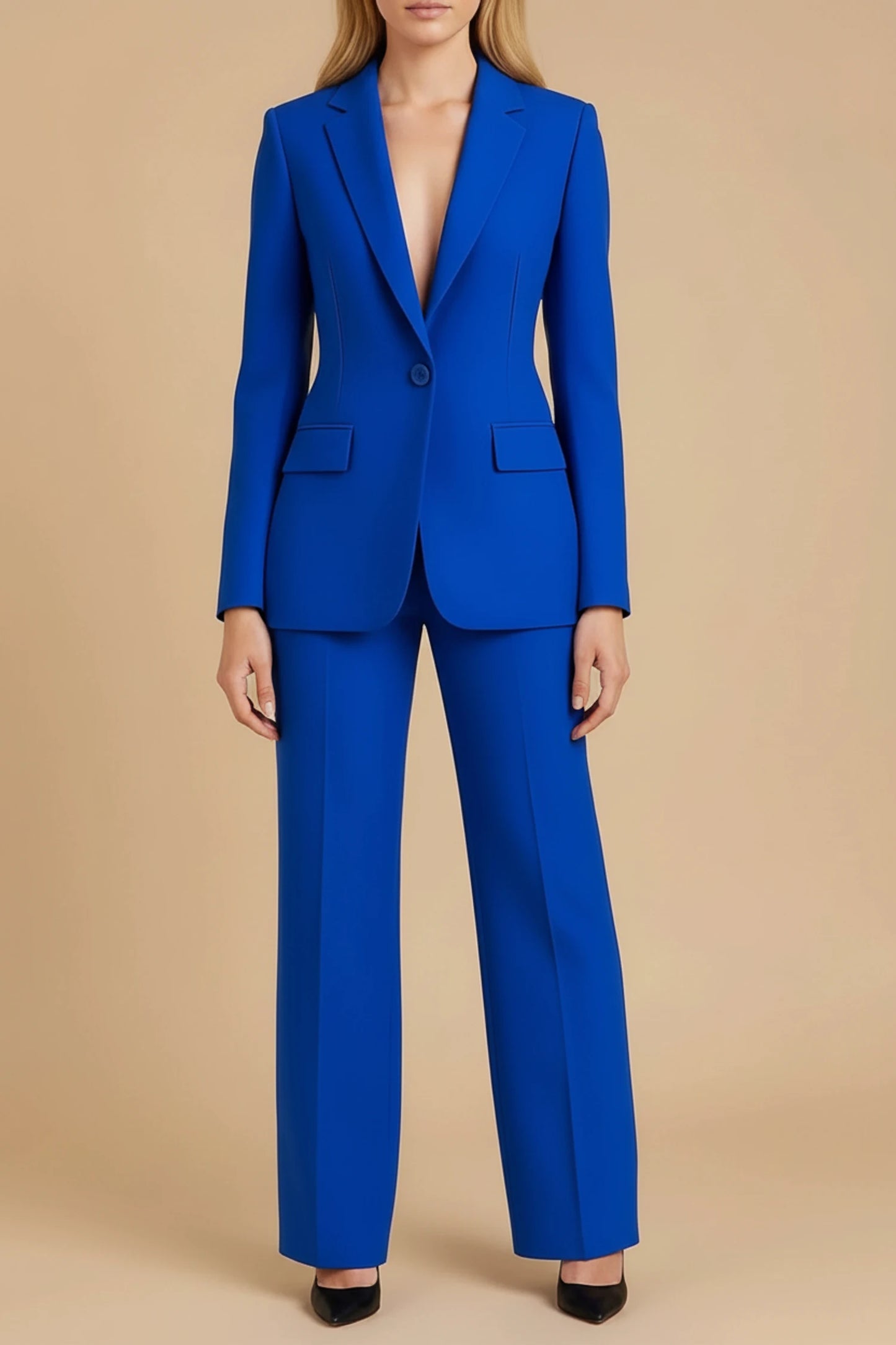 Women's Elegant Business Suit Set with Tailored Long Blazer