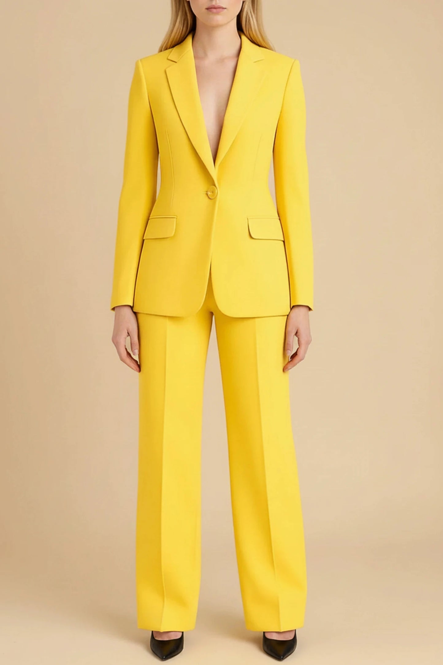 Women's Elegant Business Suit Set with Tailored Long Blazer