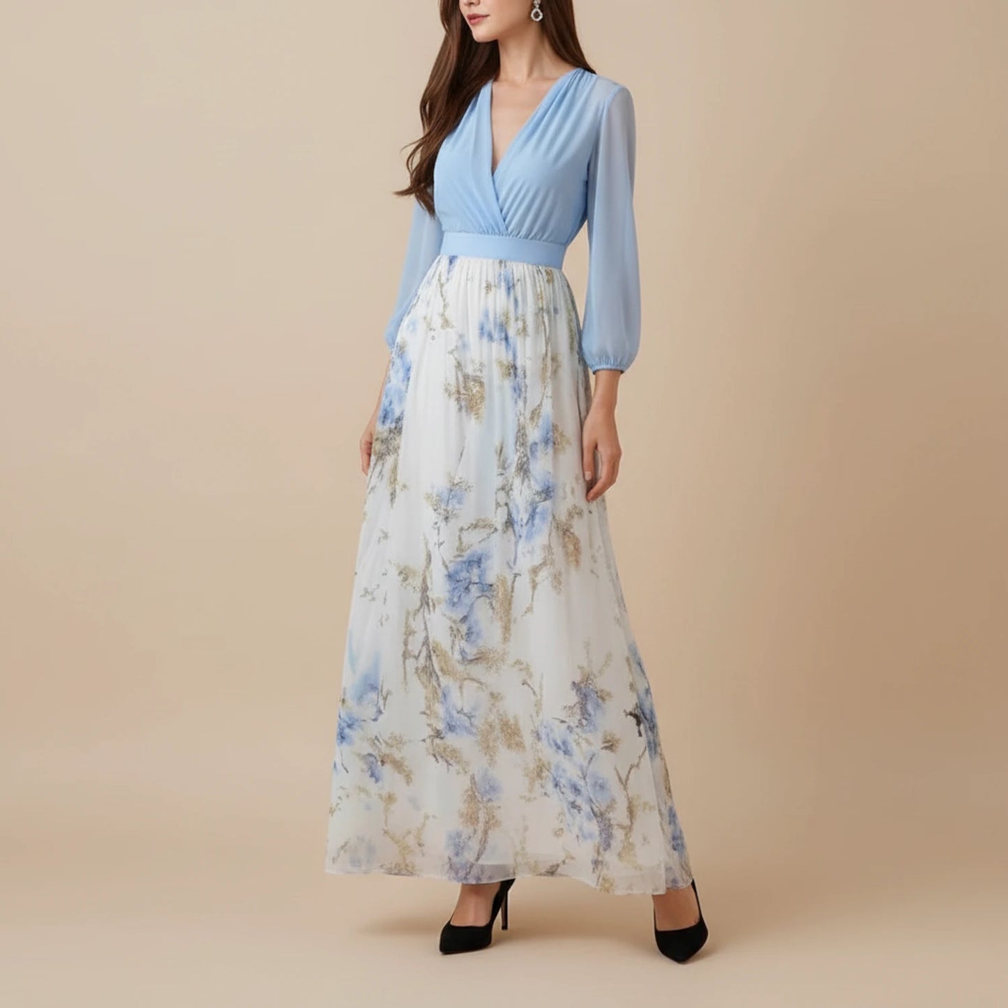 Women's Floral A-Line Maxi Dress