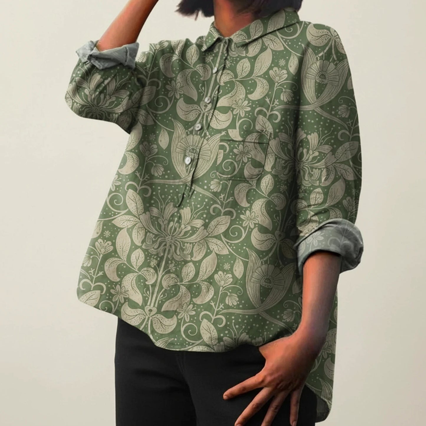 Women's Floral Button-Down Blouse