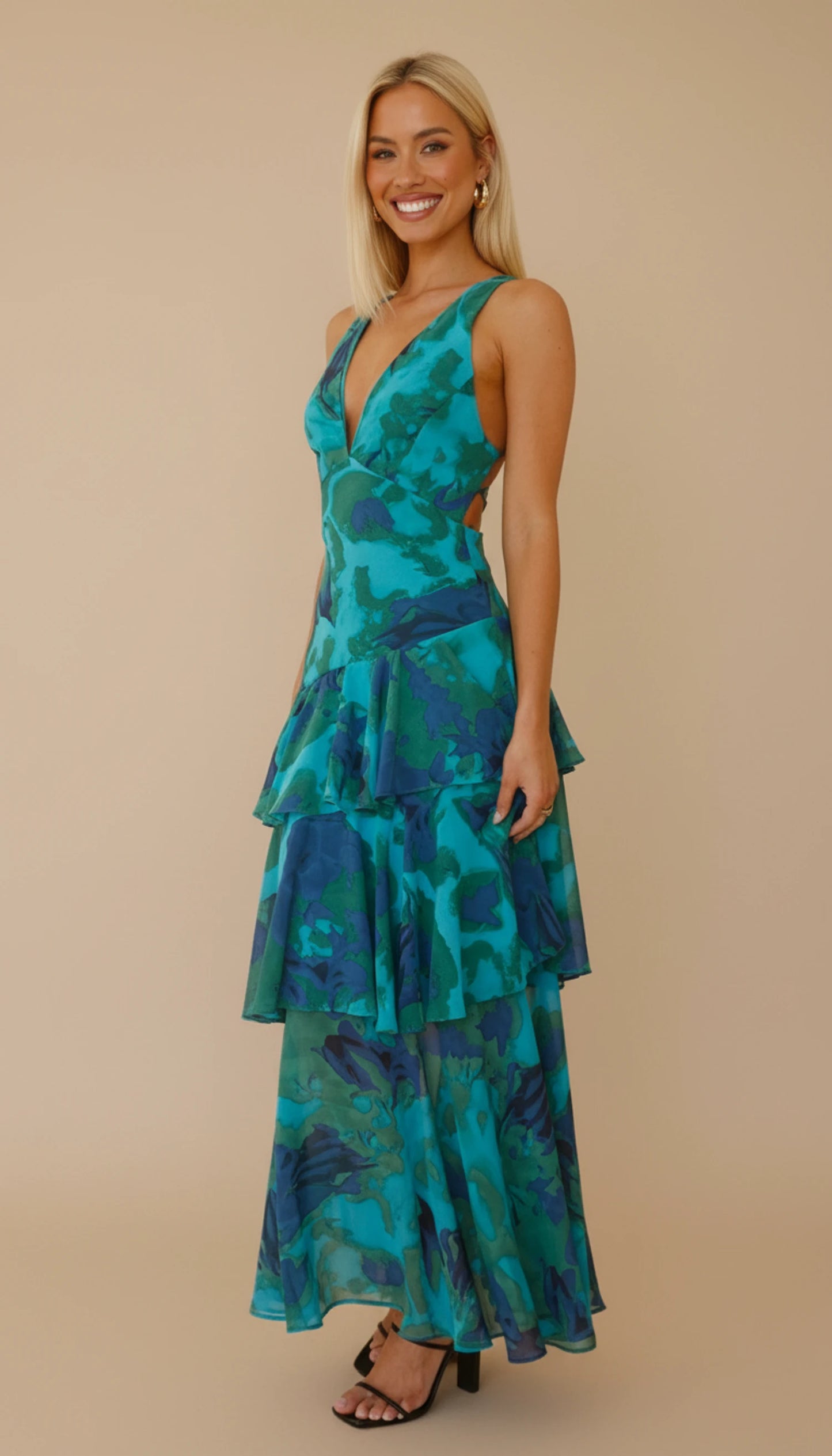 Women's Floral V-Neck Maxi Dress