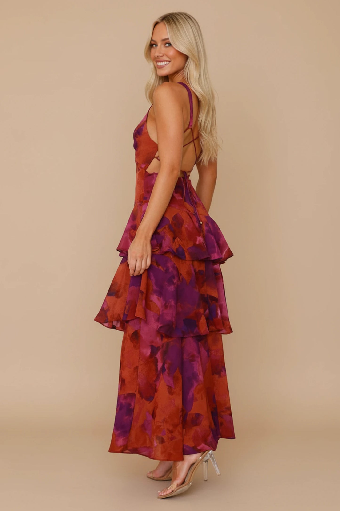 Women's Floral V-Neck Maxi Dress