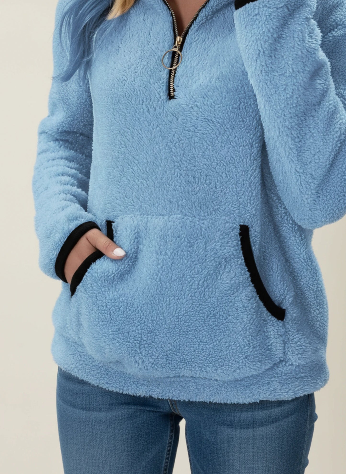 Women's Half-Zip Teddy Pullover Sweater