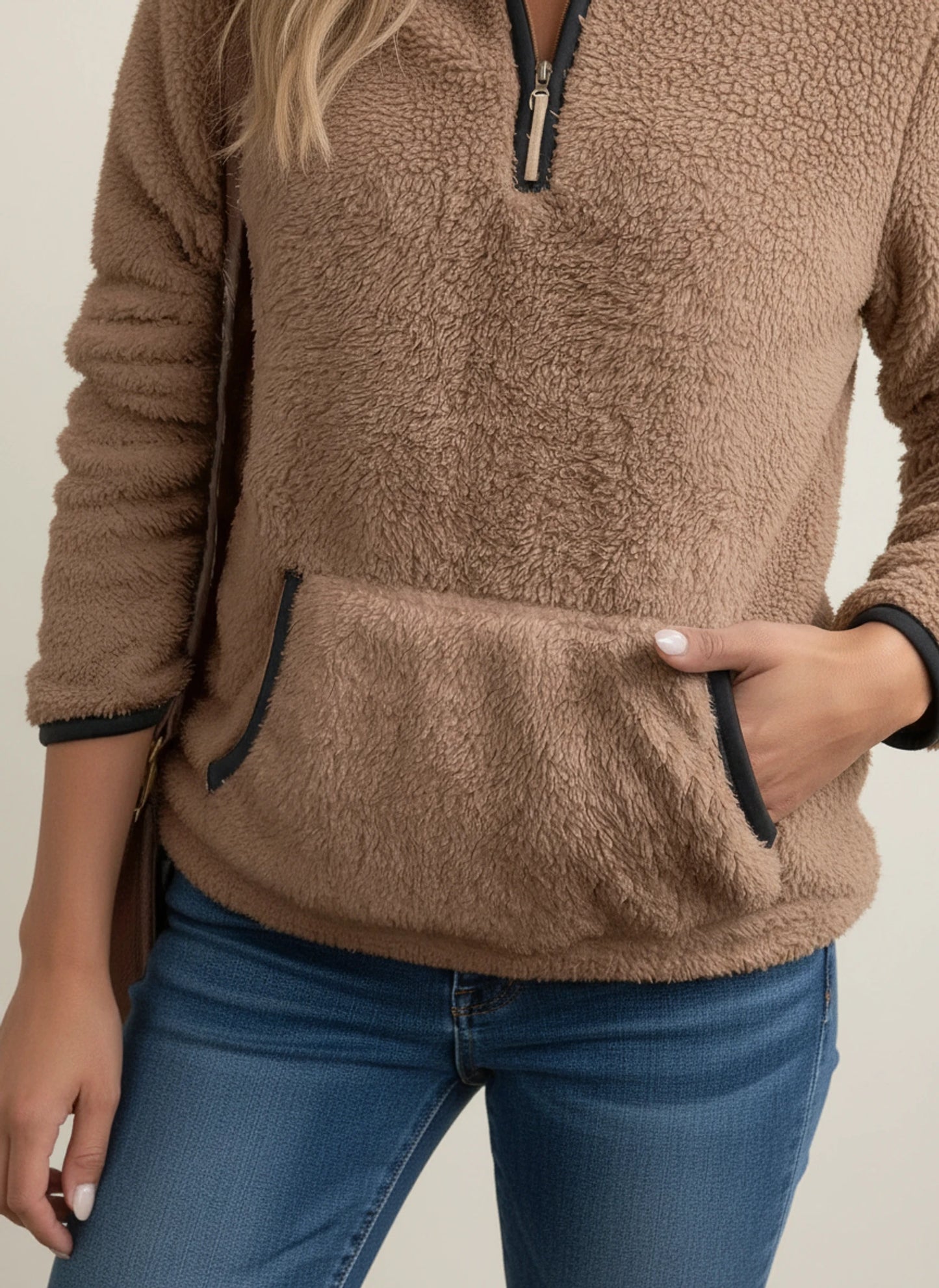 Women's Half-Zip Teddy Pullover Sweater