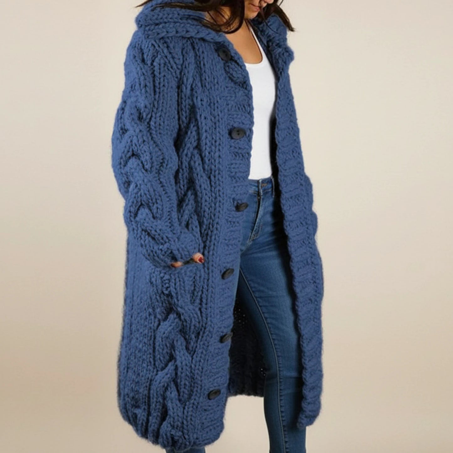 Women's Hooded Long Winter Cardigan