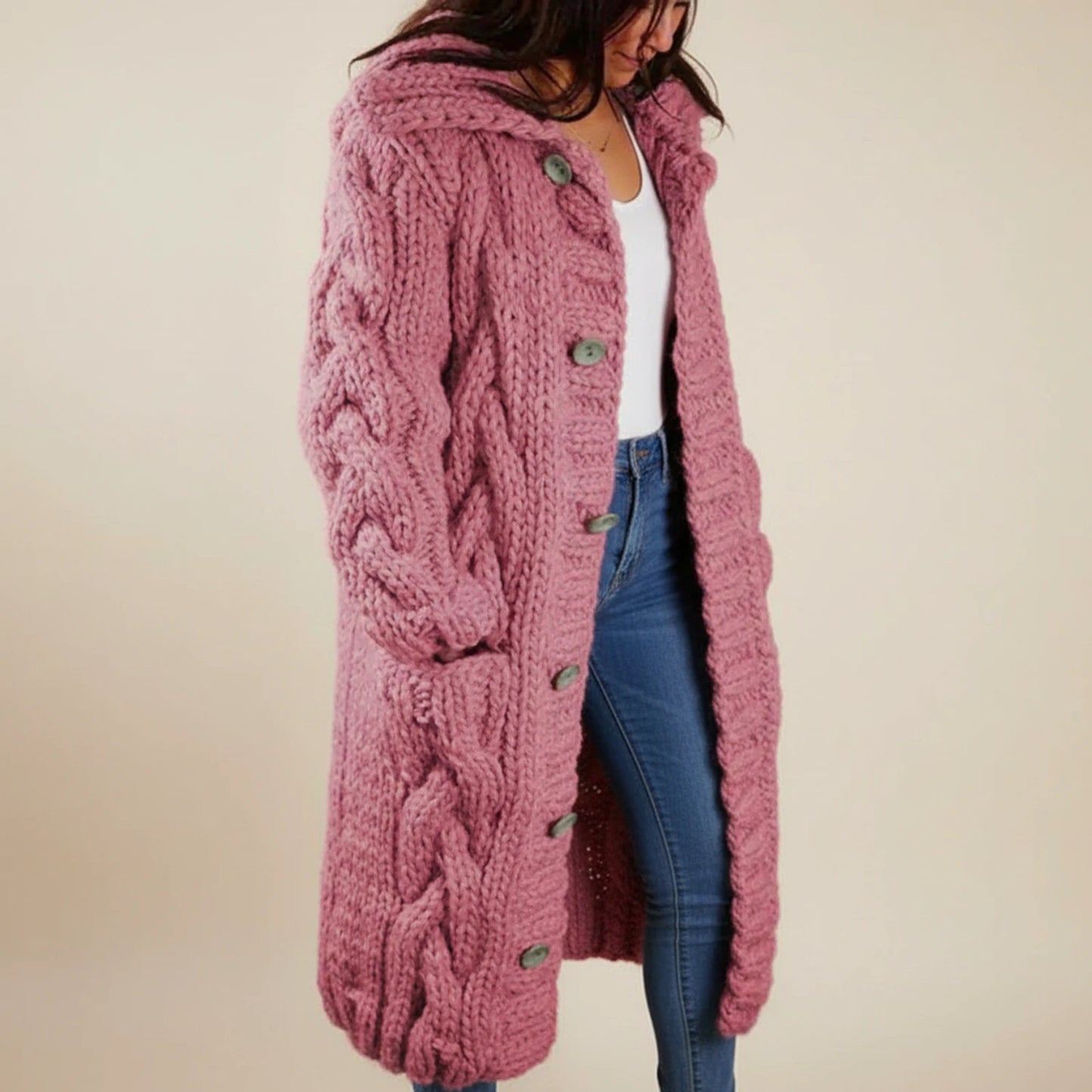 Women's Hooded Long Winter Cardigan