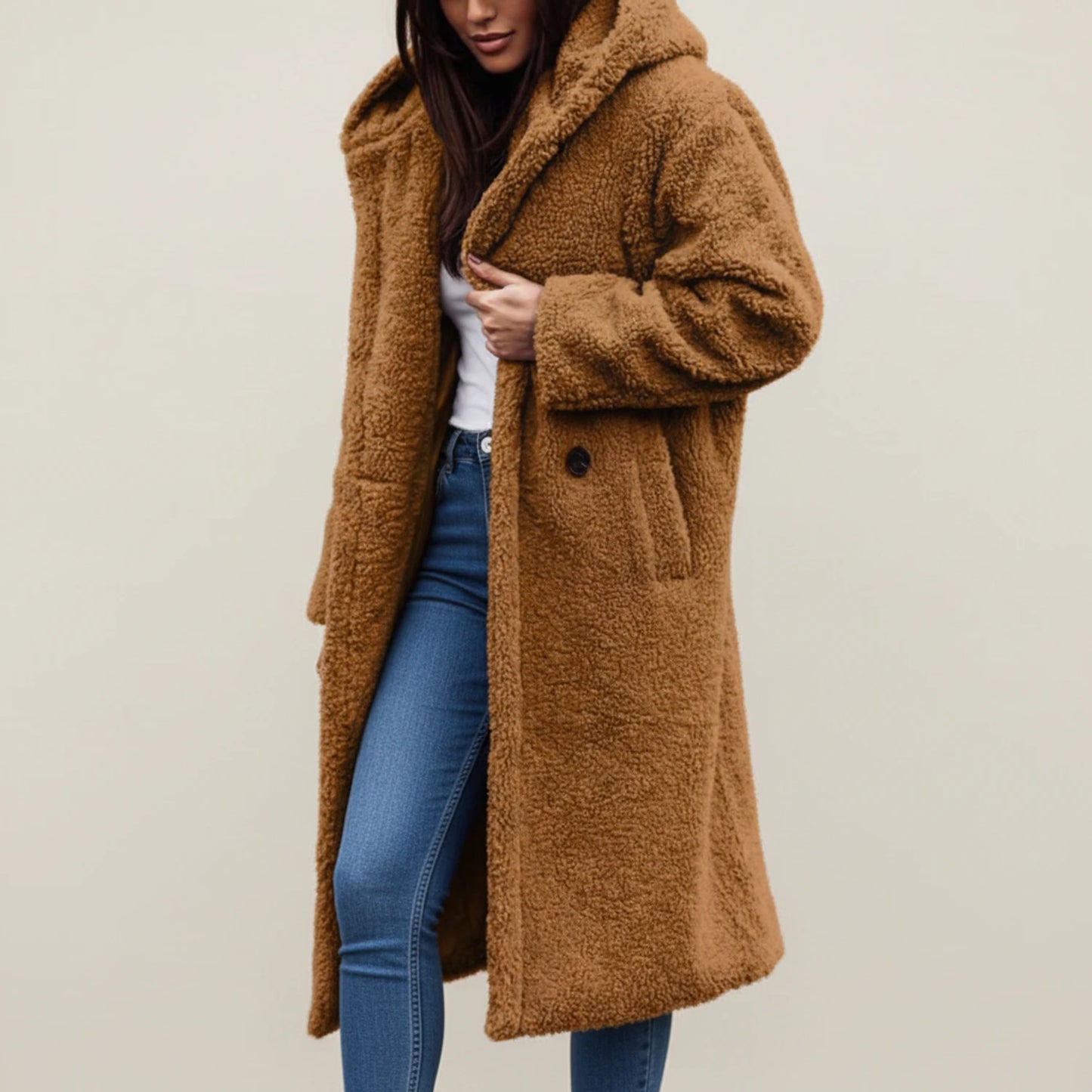 Women's Long Hooded Teddy Winter Coat