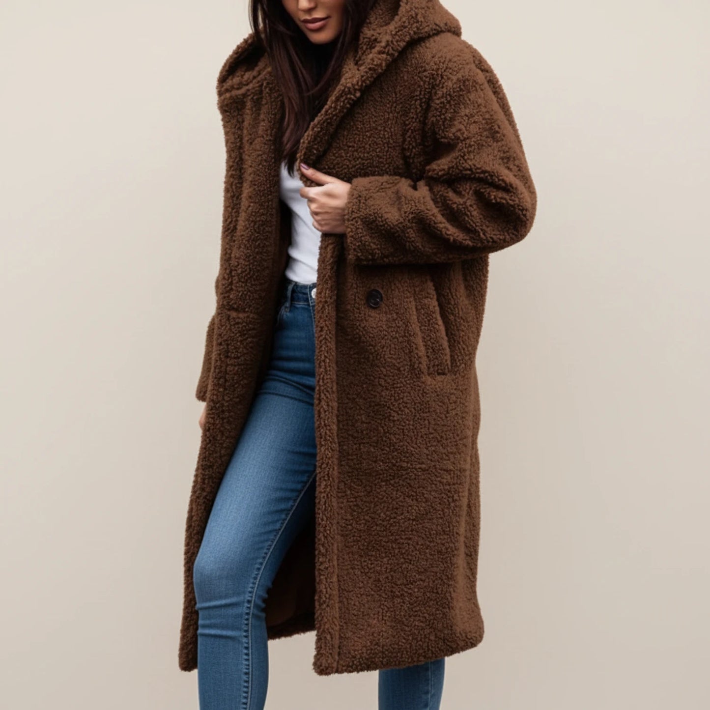 Women's Long Hooded Teddy Winter Coat