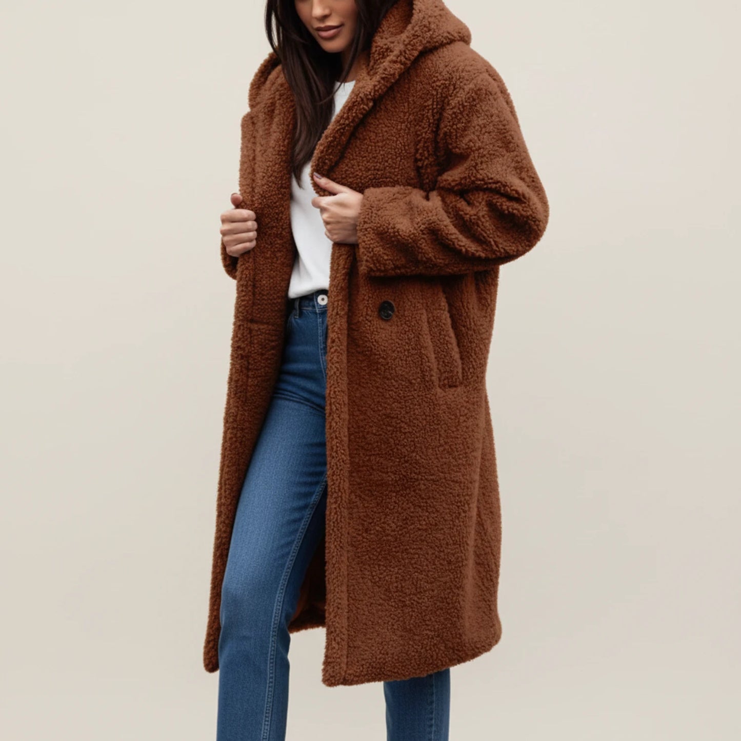 Women's Long Hooded Teddy Winter Coat