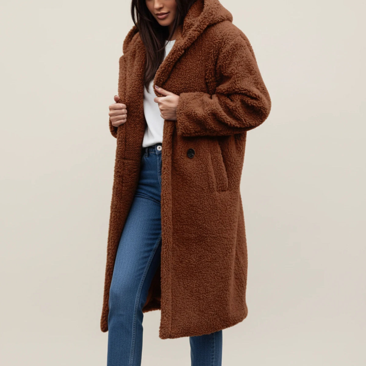 Women's Long Hooded Teddy Winter Coat – Closora