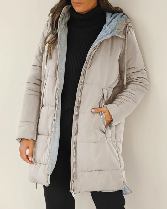 Women's Long Quilted Hooded Winter Jacket