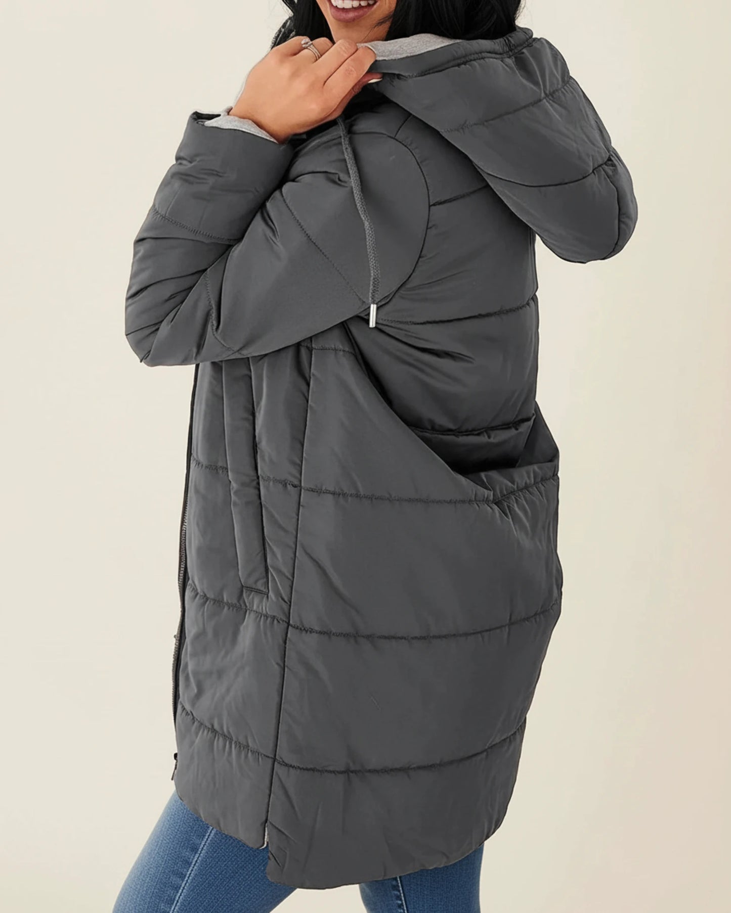 Women's Long Quilted Hooded Winter Jacket