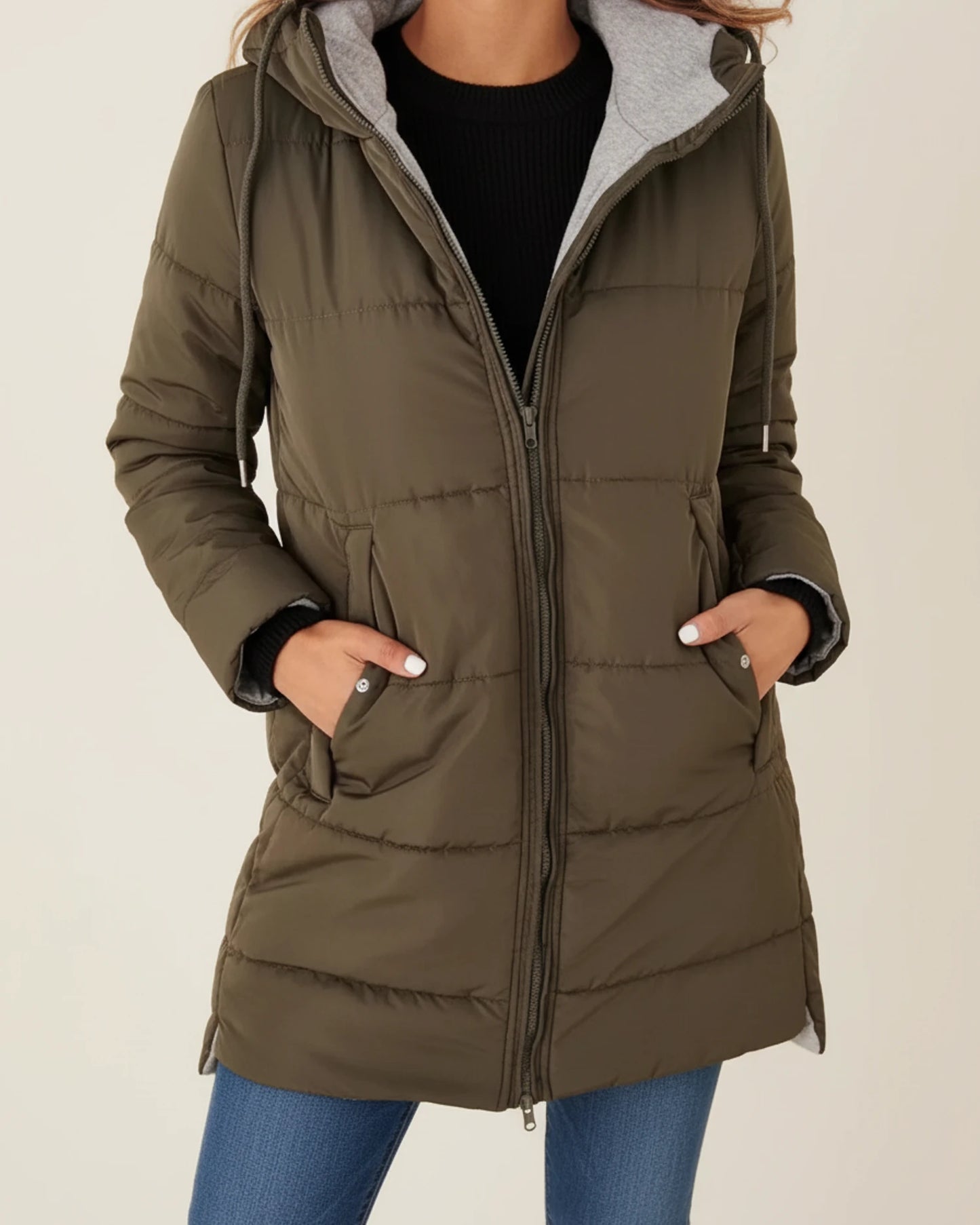 Women's Long Quilted Hooded Winter Jacket