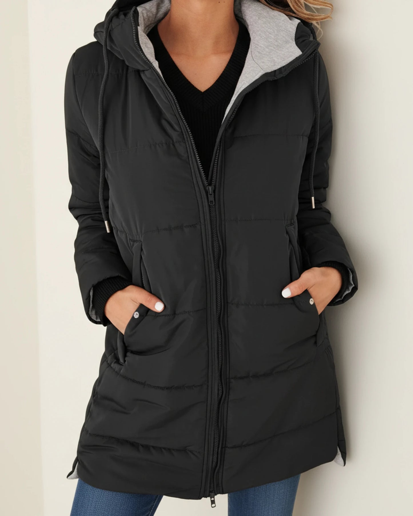 Women's Long Quilted Hooded Winter Jacket