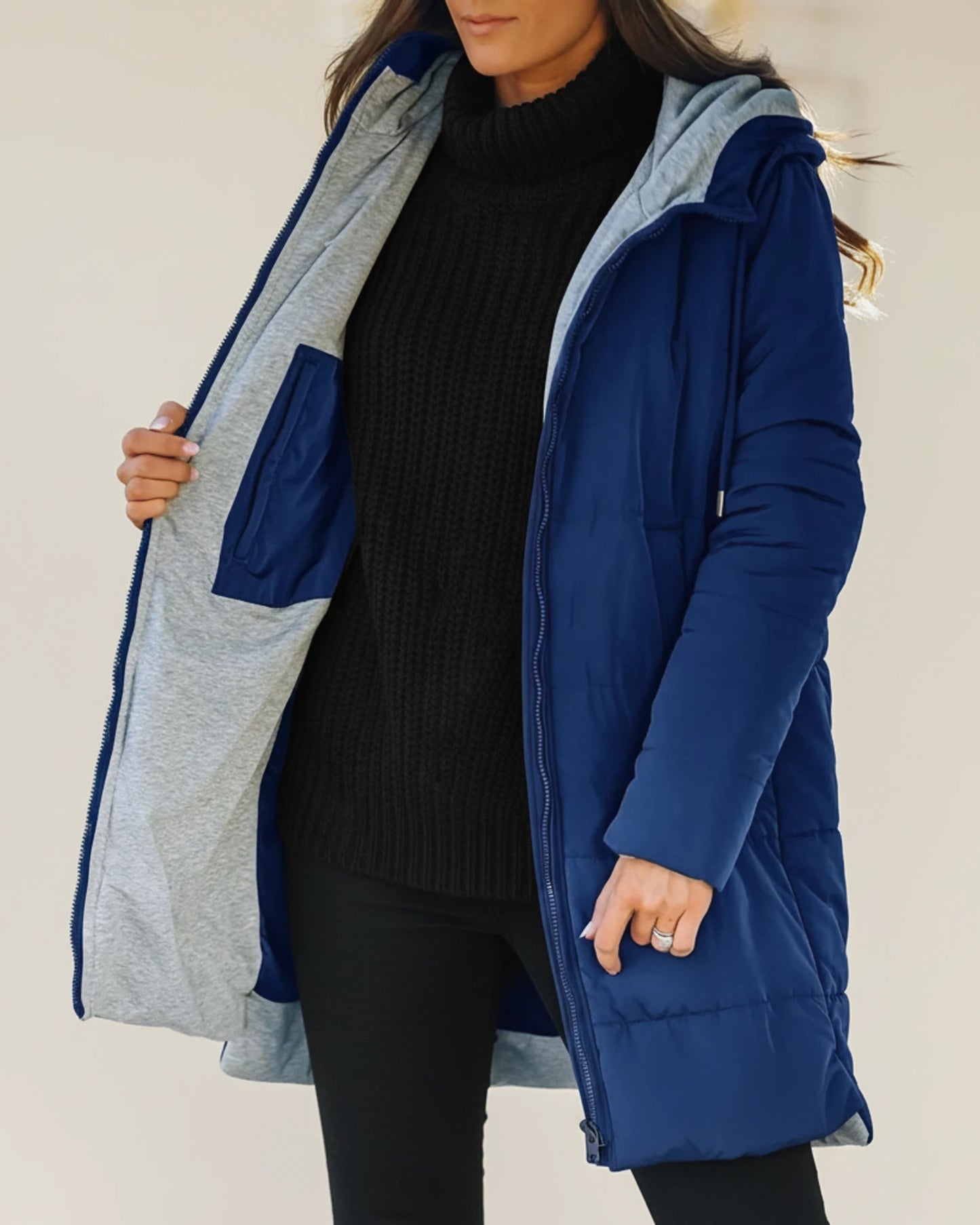 Women's Long Quilted Hooded Winter Jacket
