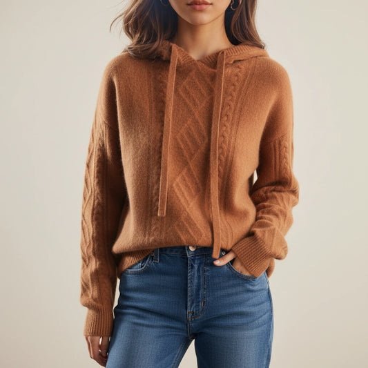 Women's Cozy Hooded Cable Knit Sweater