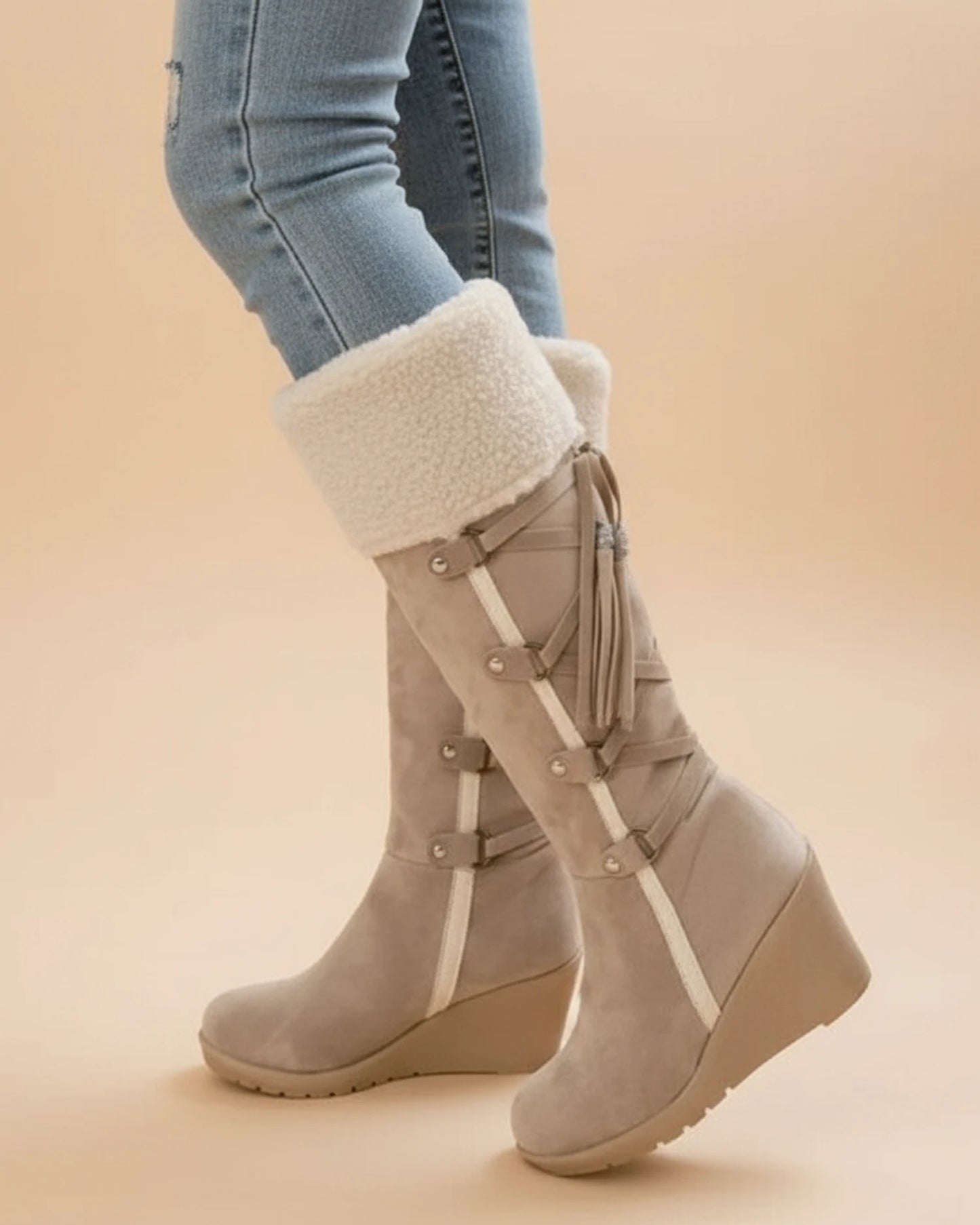 Women's Knee-High Winter Wedge Boots