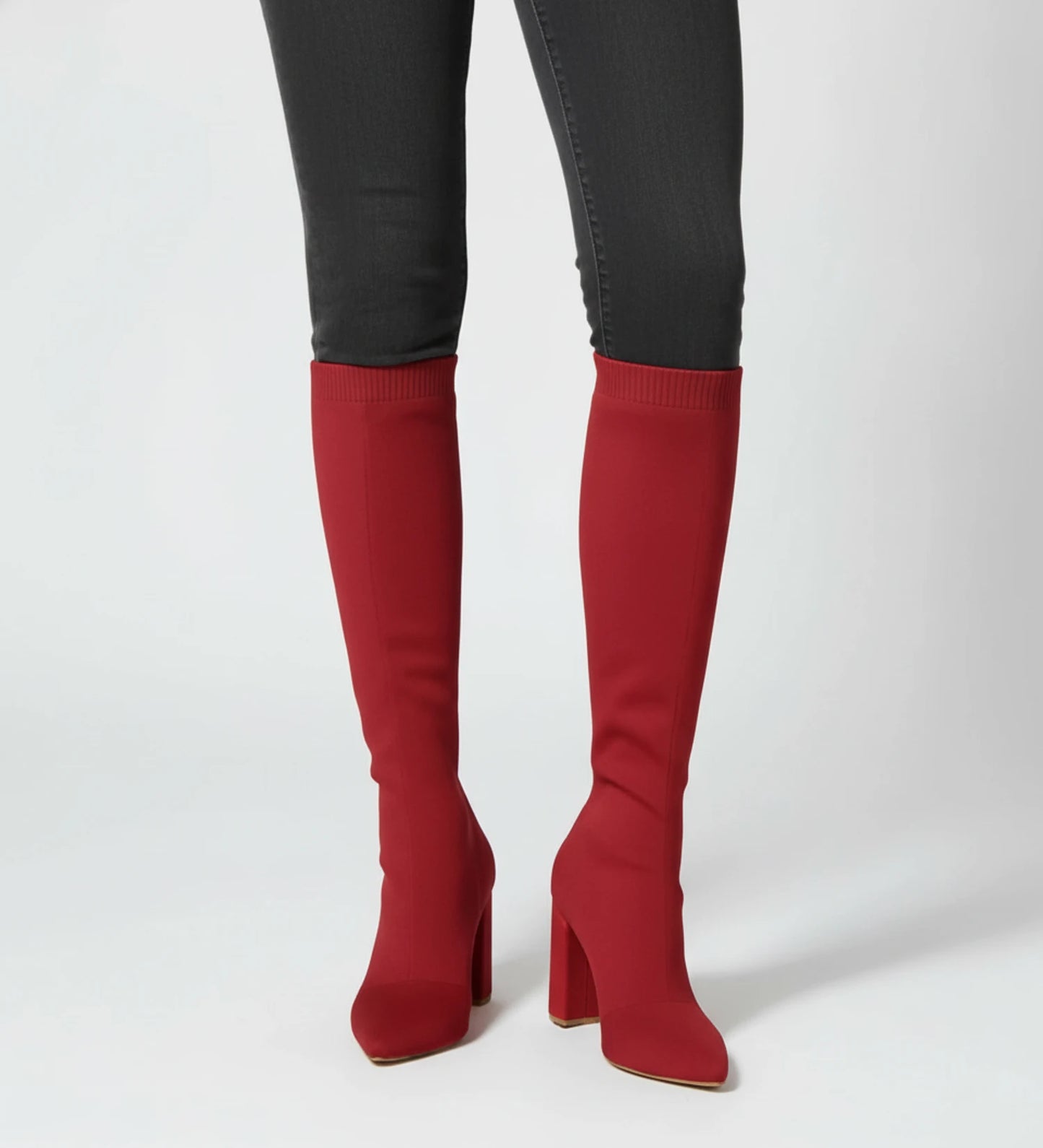 Women's Knit Knee High Heel Boots image