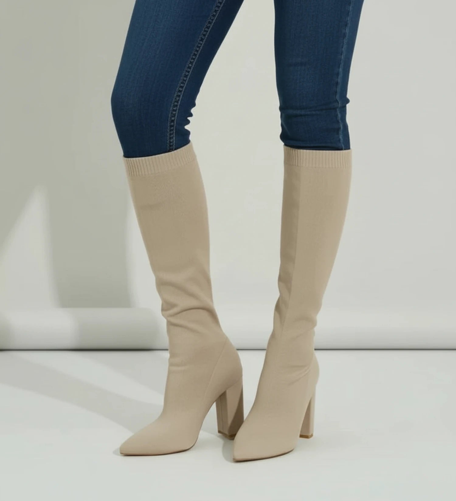 Women's Knit Knee High Heel Boots image