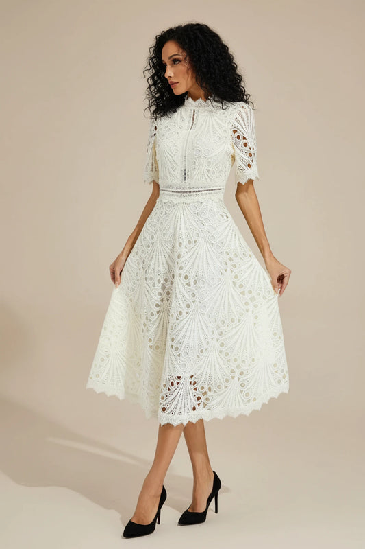 Women's Lace A-Line Midi Dress