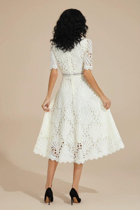 Women's Lace A-Line Midi Dress