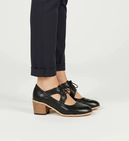 Women's Lace-Up Block Heel Oxford Pumps image