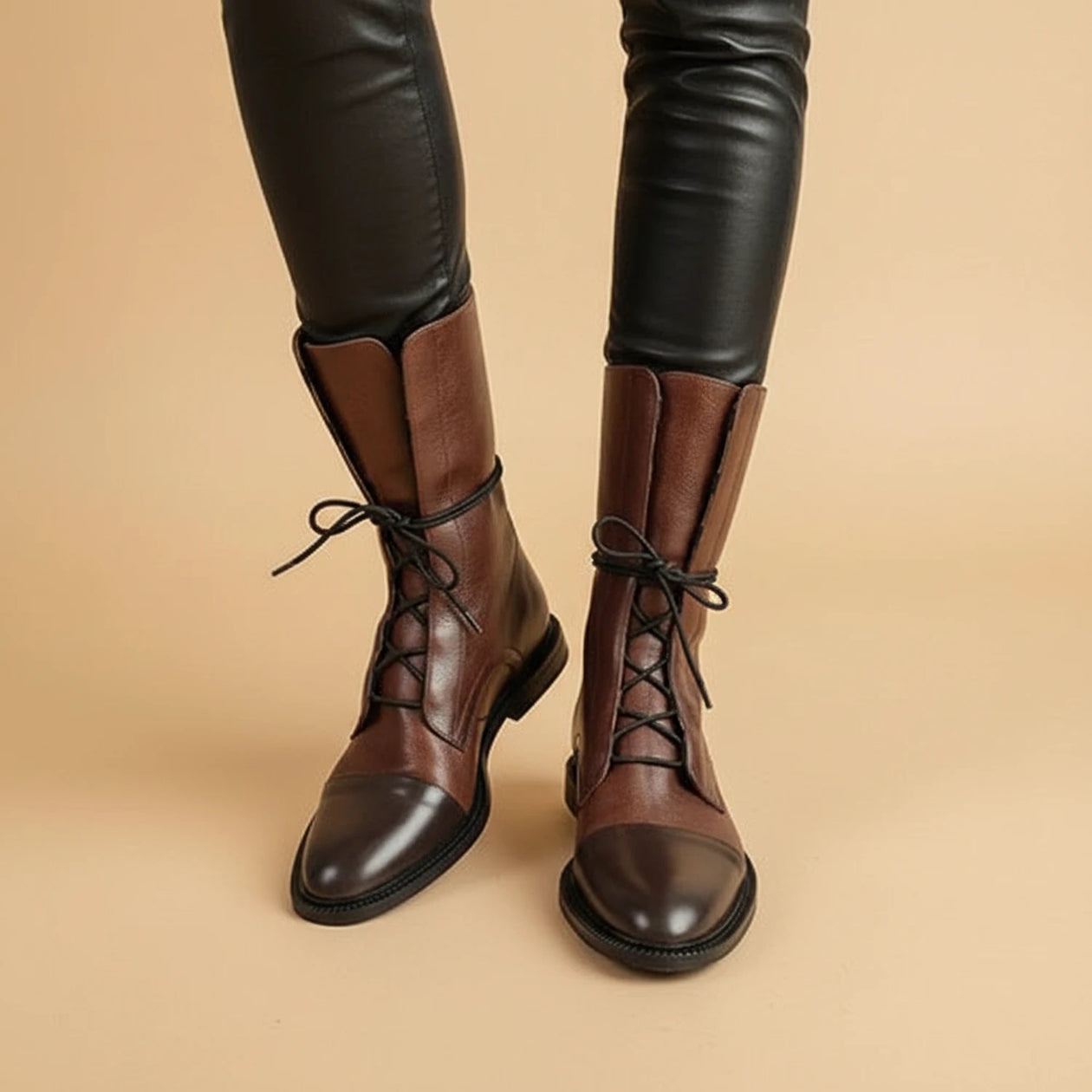 Women's Lace-Up Leather Ankle Boots