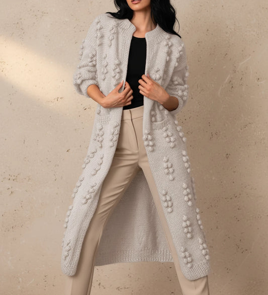 Women's Longline Textured Popcorn Cardigan