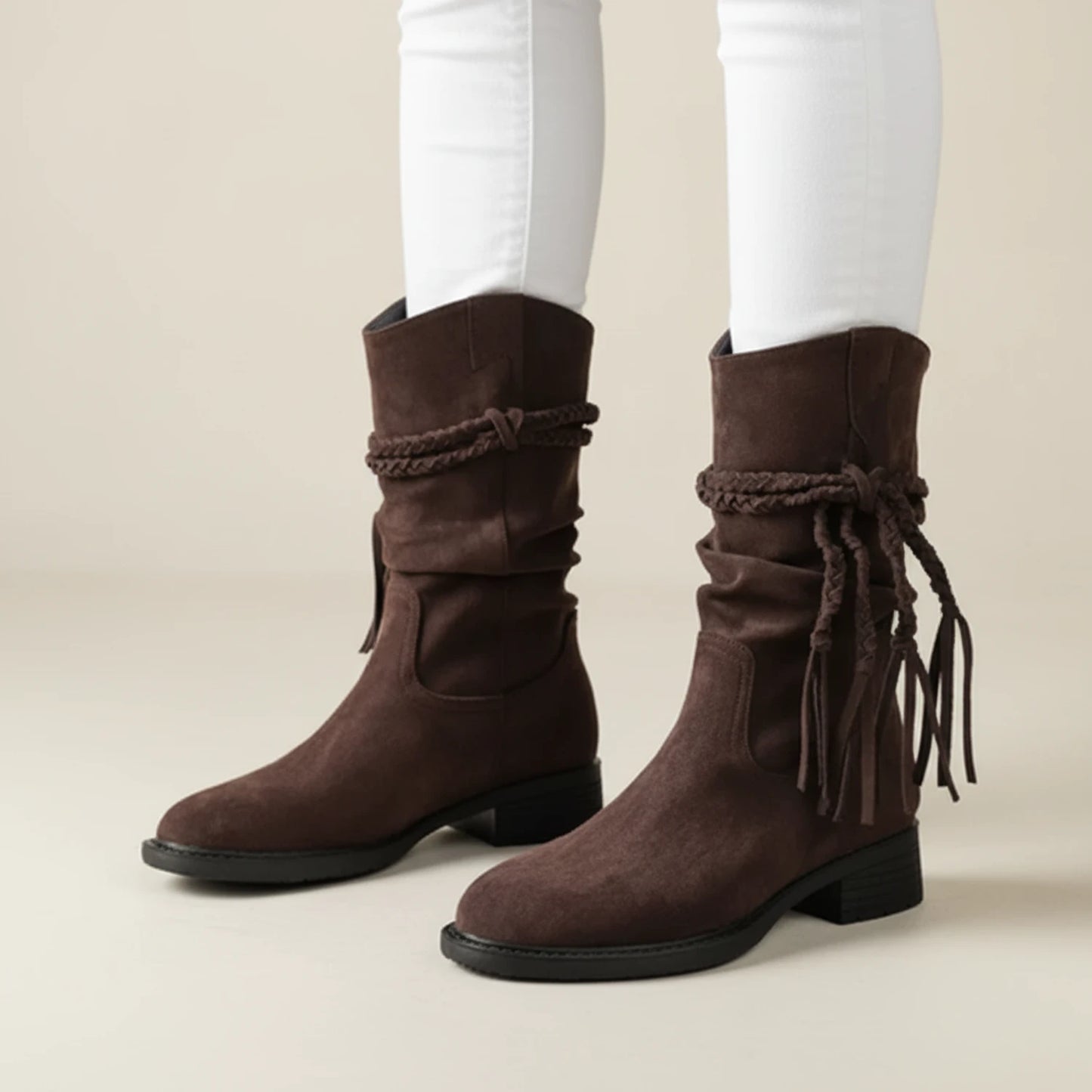 Women's Suede Style Slouch Mid-Calf Boots