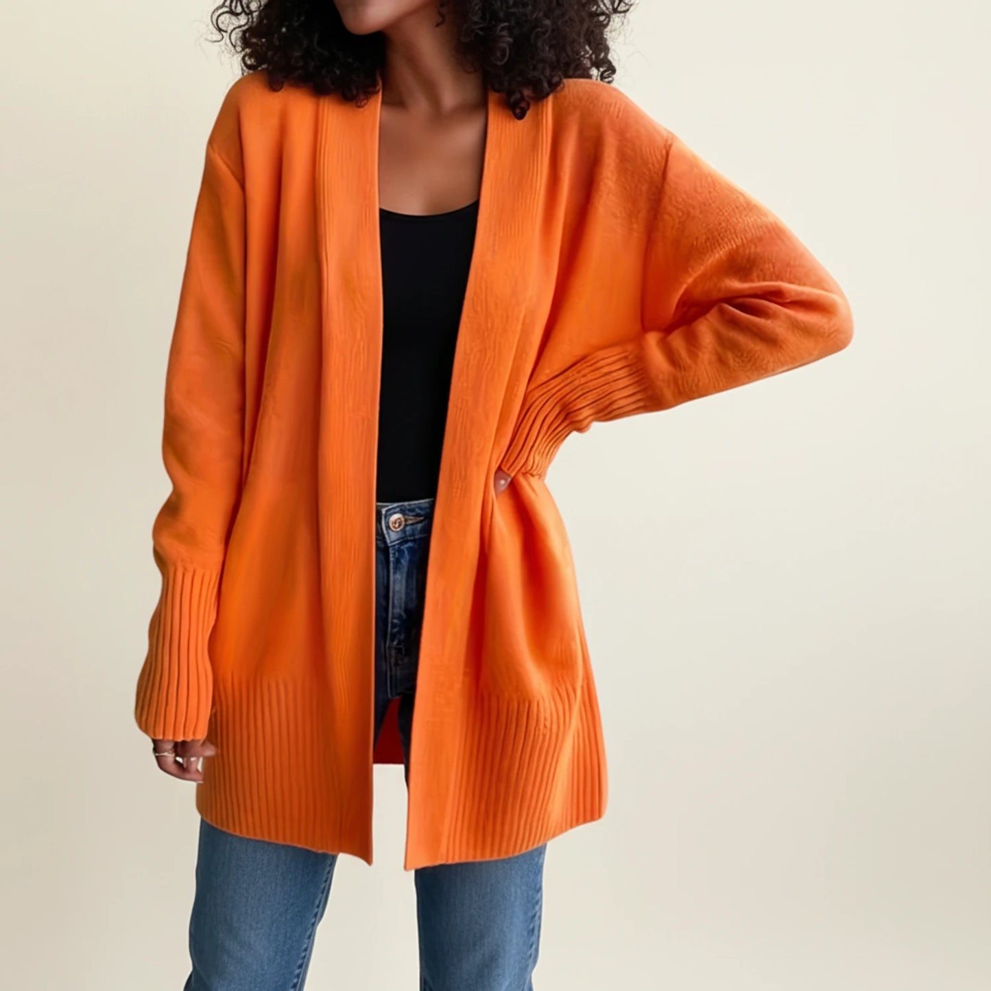 Women's Mid-Length Open-Front Cardigan