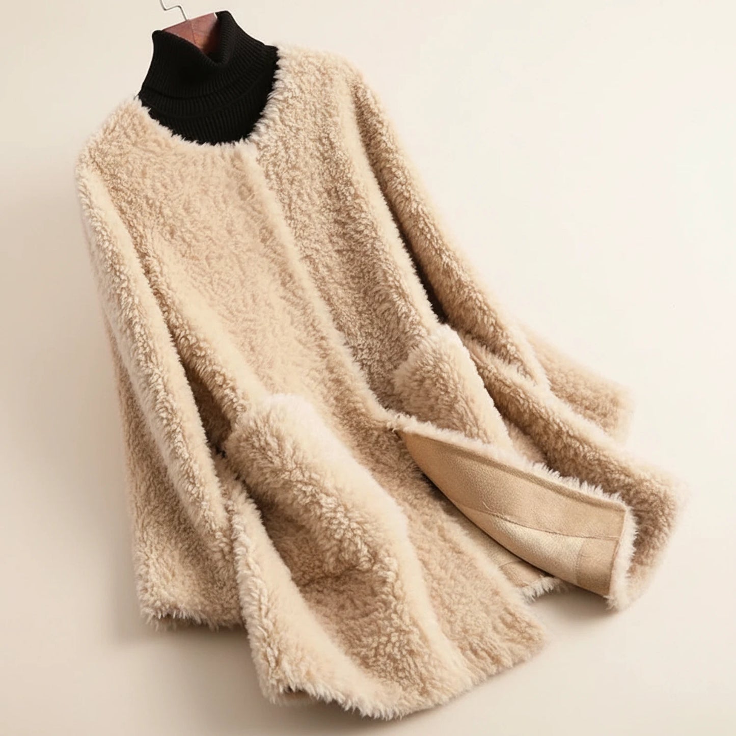 Women's Cozy Open-Front Teddy Winter Coat