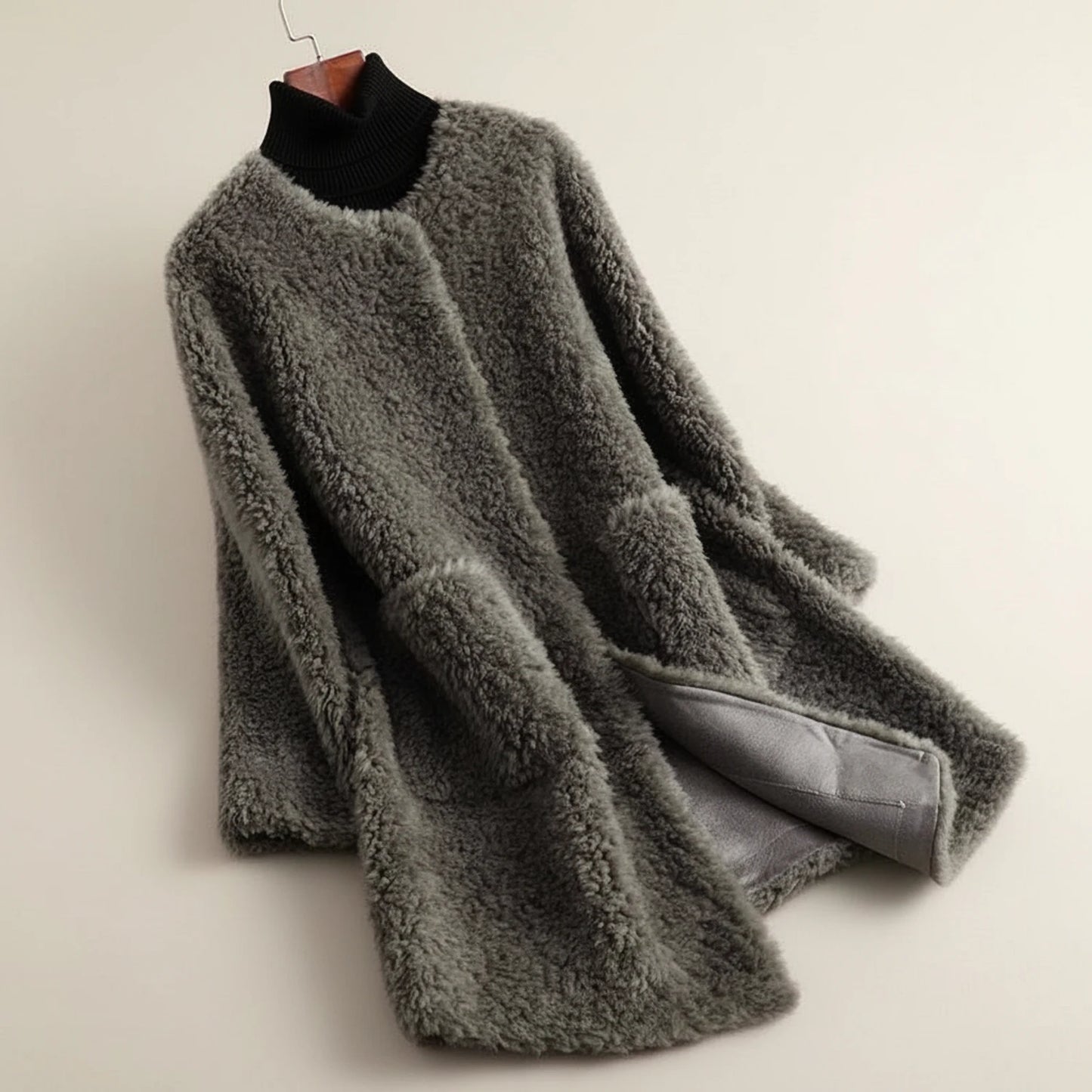 Women's Cozy Open-Front Teddy Winter Coat